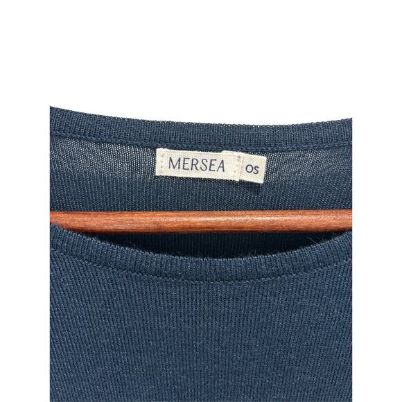 MERSEA Armour Sweater Navy Scarlet Stripes Heart Patch Elbows One Size - Picture 3 of 7